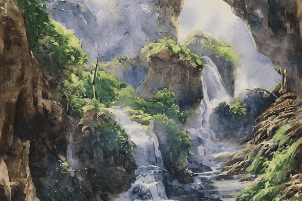 Indonesia Waterfall (PRT_8991_74378) - Canvas Art Print - 11in X 7in
