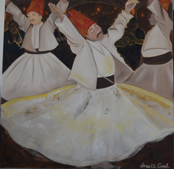 Whirling Dervish (ART_8502_74562) - Handpainted Art Painting - 72in X 72in