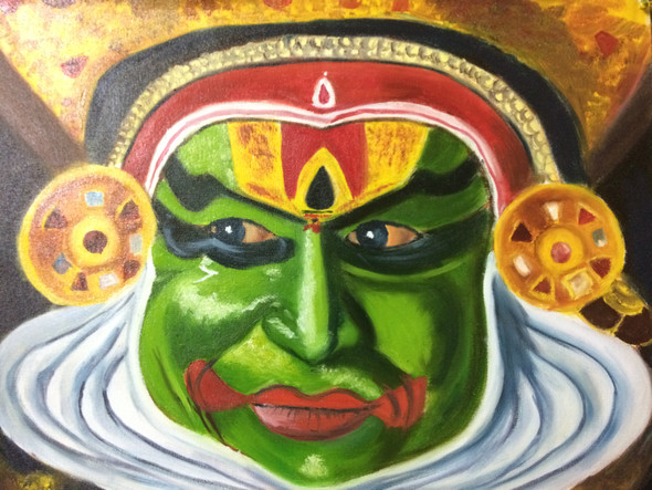 Kathakali expressions (ART_9008_74528) - Handpainted Art Painting - 24in X 18in