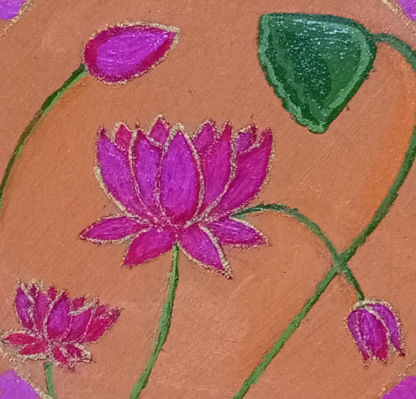 Pichwai painting of lotus (ART_4539_74651) - Handpainted Art Painting - 24in X 24in