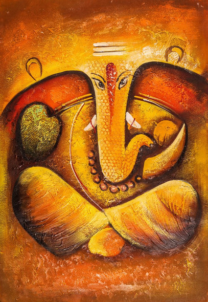 Bubble Work on Ganesha - Handpainted Art Painting - 24in X 36in