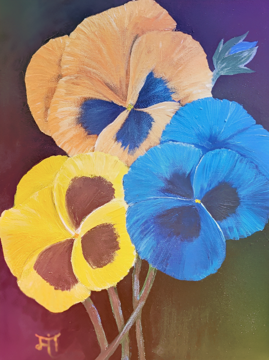 Pansies  (PRT_9020_74940) - Canvas Art Print - 14in X 10in