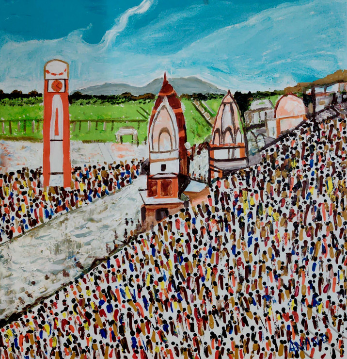 MY HOLY CITY (ART_6175_55129) - Handpainted Art Painting - 40in X 40in