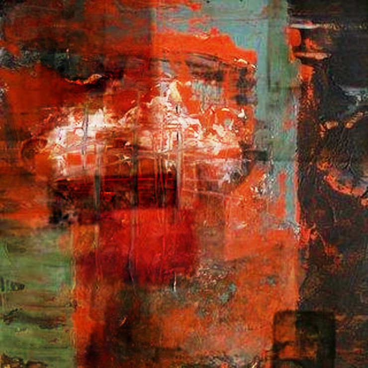 FireClouds - 32in X 32in,31ABT482_3232,Red, Pink, Orange,80X80,Abstract Art Canvas Painting