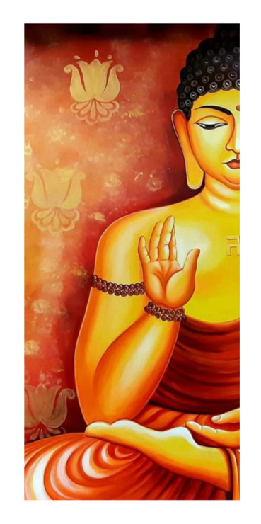 Buddham Series - 10 (ART_8015_75171) - Handpainted Art Painting - 24in X 54in