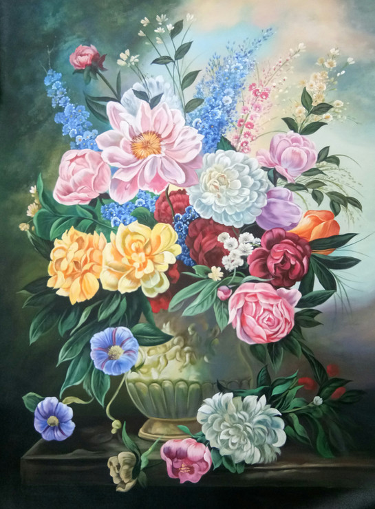 MAJESTIC FLOWERS PAINTING- (ROSE FLOWERS REALISTIC ART) (ART_3319_75298) - Handpainted Art Painting - 24in X 36in