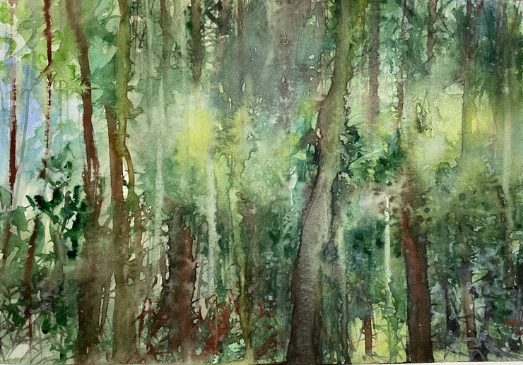 Inside Forest (ART_8841_75359) - Handpainted Art Painting - 10in X 7in