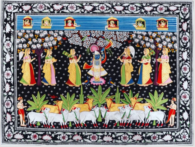 Shrinath ji Painting- Wall decor- Pichwai-cotton coolth (ART_7555_75260) - Handpainted Art Painting - 36in X 24in