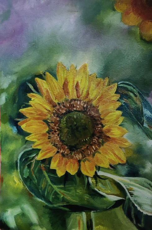 Sunflower (ART_574_75535) - Handpainted Art Painting - 8in X 11in