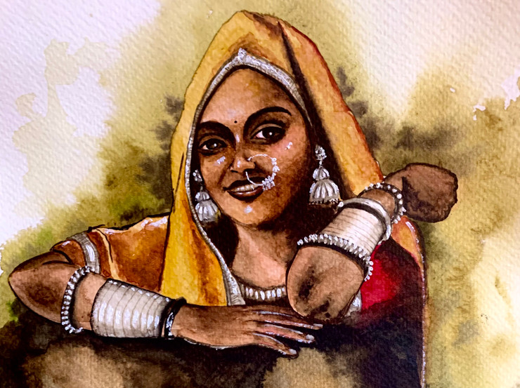 Rangeeli (ART_8947_75596) - Handpainted Art Painting - 8in X 11in