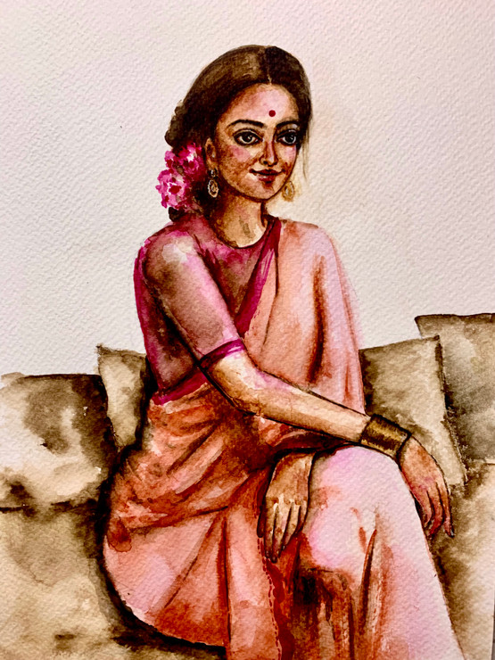 Paromita (ART_8947_75594) - Handpainted Art Painting - 8in X 11in