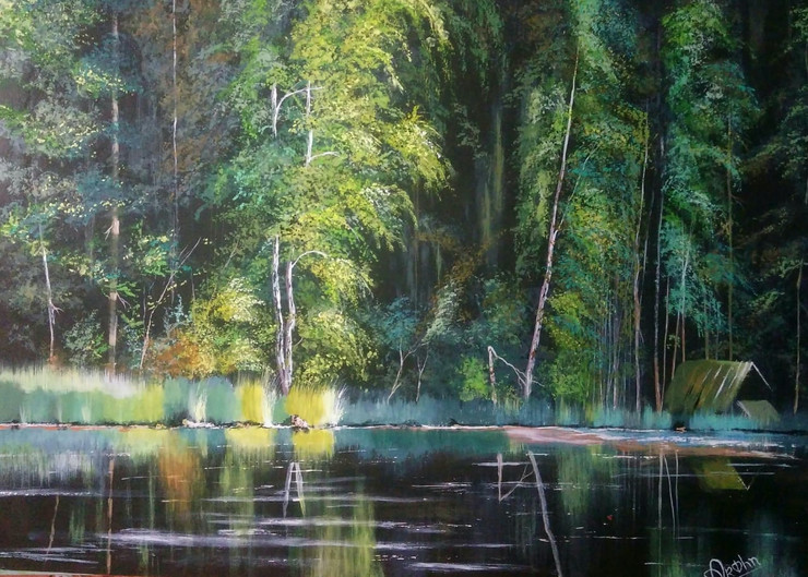 Hiding Jungle (ART_5868_70082) - Handpainted Art Painting - 50in X 36in