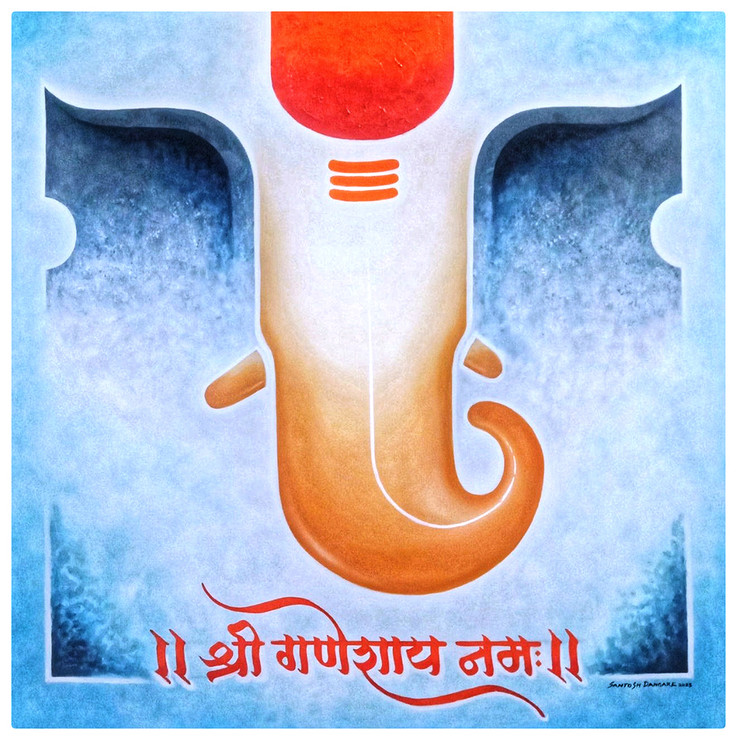 Shree Ganesha (ART_1609_75871) - Handpainted Art Painting - 30in X 30in