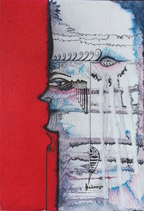 THE STRUGGLE (ART_9081_75944) - Handpainted Art Painting - 5in X 7in