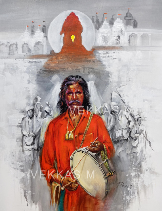 Vitthal 3 (ART_1038_76293) - Handpainted Art Painting - 24in X 32in