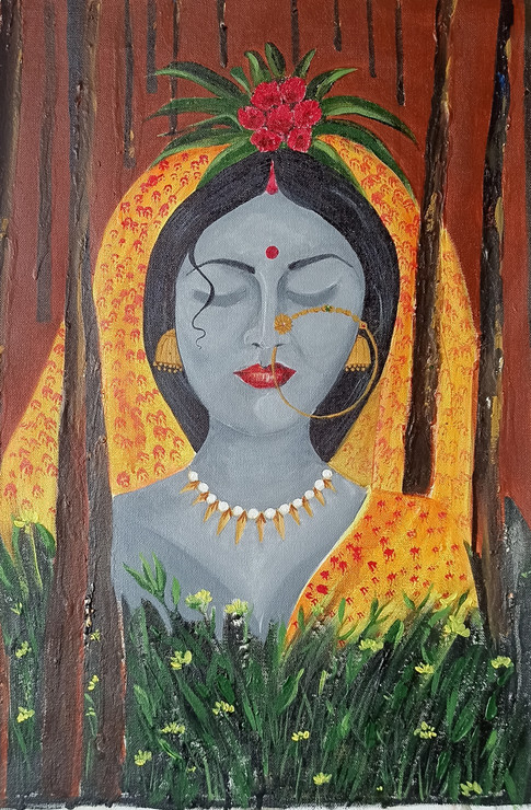 Celebrations - Pahadi Beauty (ART_9060_75645) - Handpainted Art Painting - 16in X 24in