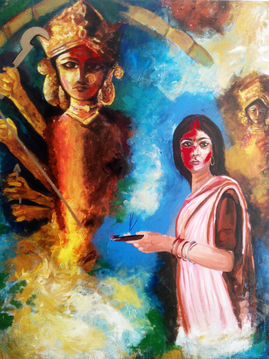 Festivals of India,Durga Pooja,Navratri,Women Parying Godess Durga