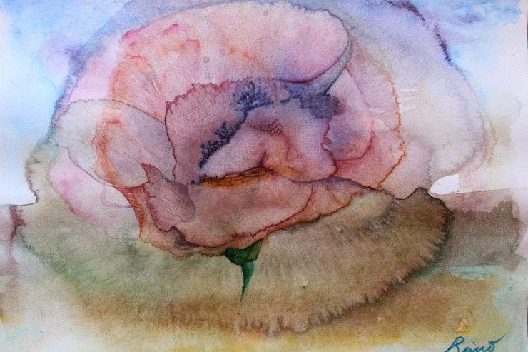 Rising flower (ART_8910_76435) - Handpainted Art Painting - 17in X 11in