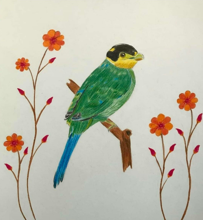 Bird (ART_9121_76631) - Handpainted Art Painting - 10in X 10in