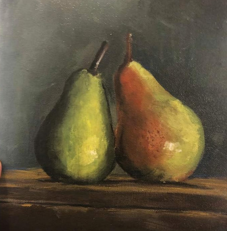 Pears (ART_9115_76657) - Handpainted Art Painting - 7in X 9in