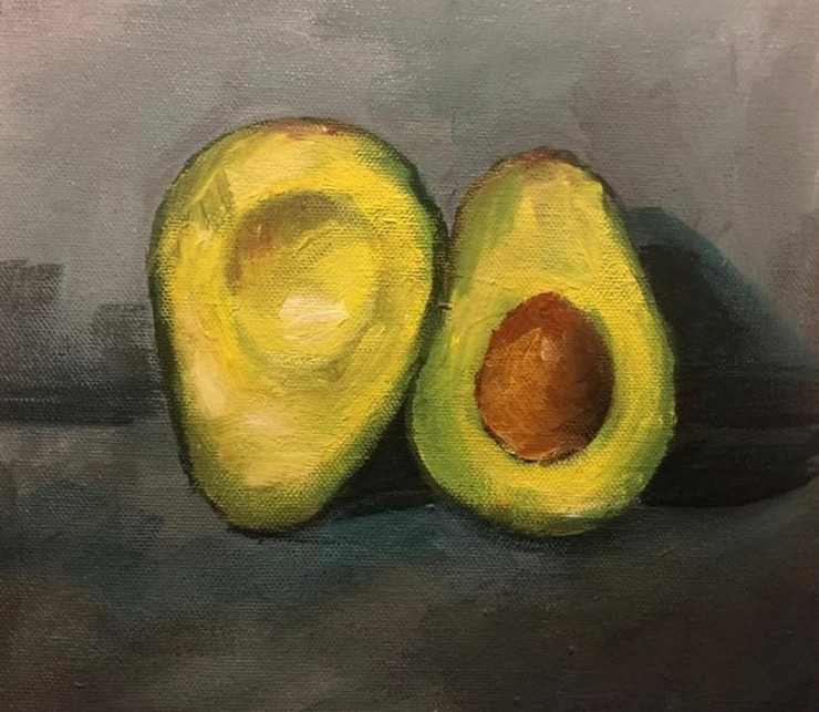 Avocado (ART_9115_76655) - Handpainted Art Painting - 9in X 8in