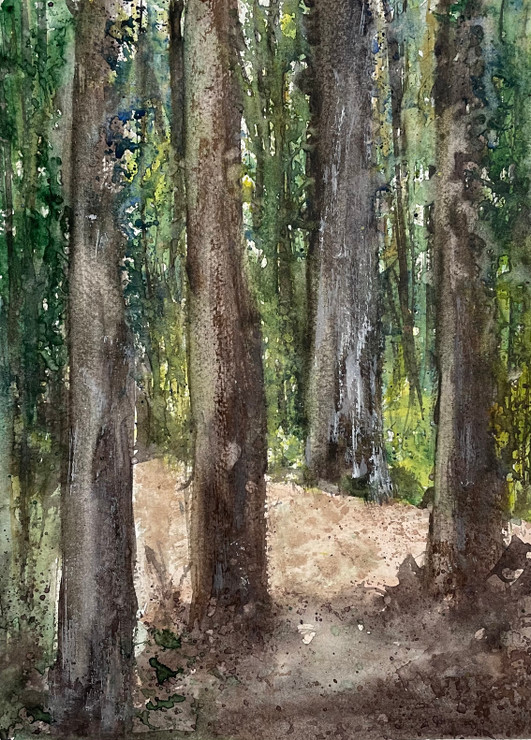 Tall trees (ART_8841_76865) - Handpainted Art Painting - 8in X 11in