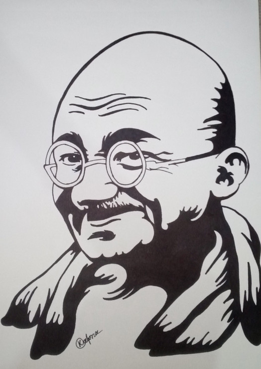 National Painting Mahatma Gandhi (ART_8830_76454) - Handpainted Art Painting - 11 in X 15in