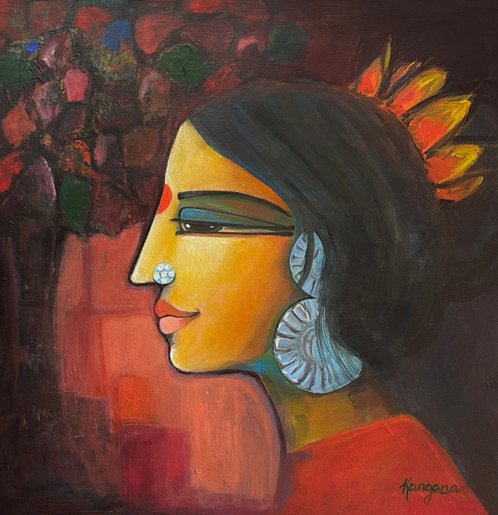 Sita (ART_5220_76910) - Handpainted Art Painting - 11in X 11in