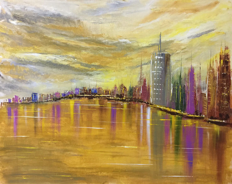Landscape semi abstract  (ART_1842_76925) - Handpainted Art Painting - 29in X 23in