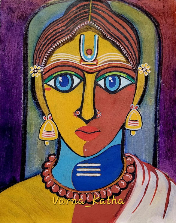 Saadhavi (yellow/brown) (PRT_8079_76920) - Canvas Art Print - 16in X 20in