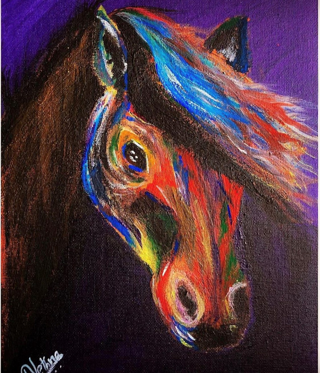 Colorful horse (ART_9132_76850) - Handpainted Art Painting - 8in X 10in