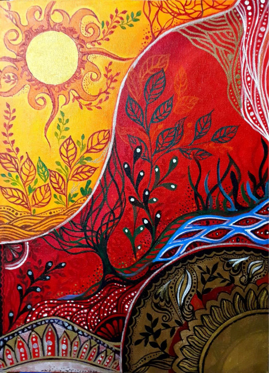 Wild Summer (ART-1841-100096) - Handpainted Art Painting - 12 in X 16in