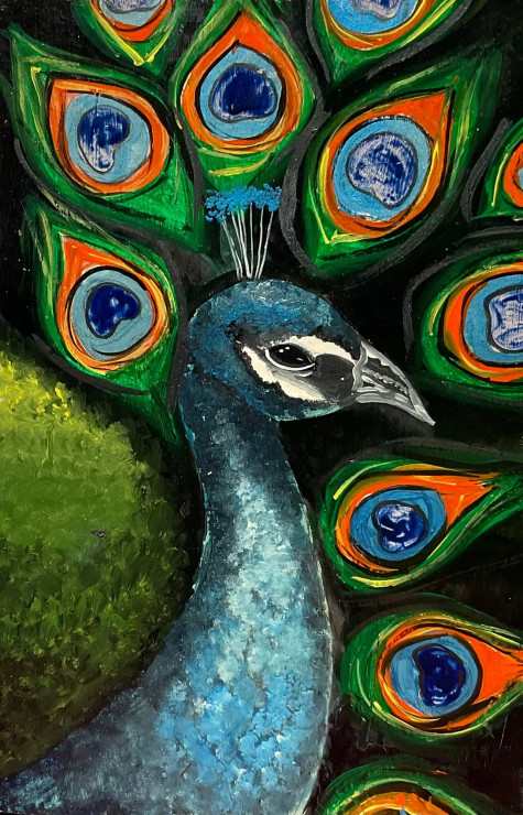 The Pride Of Peacock Is The Glory Of God (ART-15046-100251) - Handpainted Art Painting - 10 in X 16in