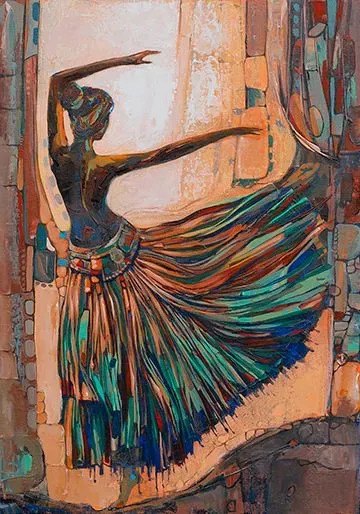 Dancing Woman Painting (ART-2571-100216) - Handpainted Art Painting - 18in X 26in