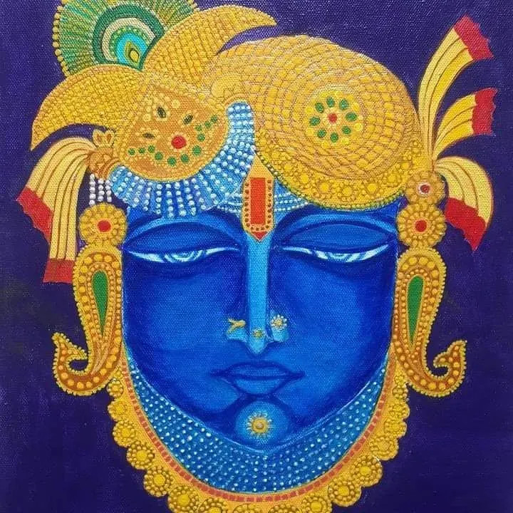 Lord Shrinathji (ART-15048-100304) - Handpainted Art Painting - 12 in X 14in
