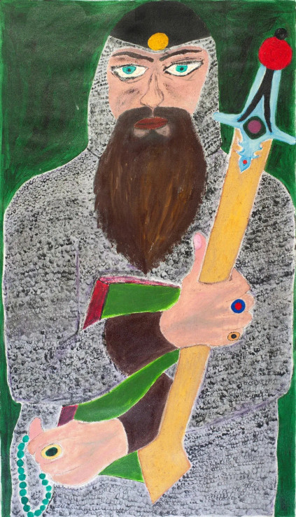 Alamgir- Ek Ghazi (ART-8031-100313) - Handpainted Art Painting - 20 in X 34in