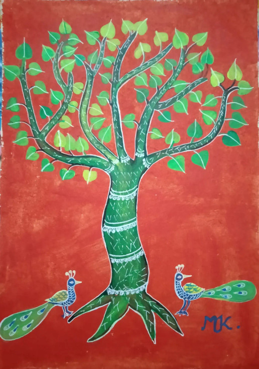 The Tree (ART-8875-100332) - Handpainted Art Painting - 11 in X 15in