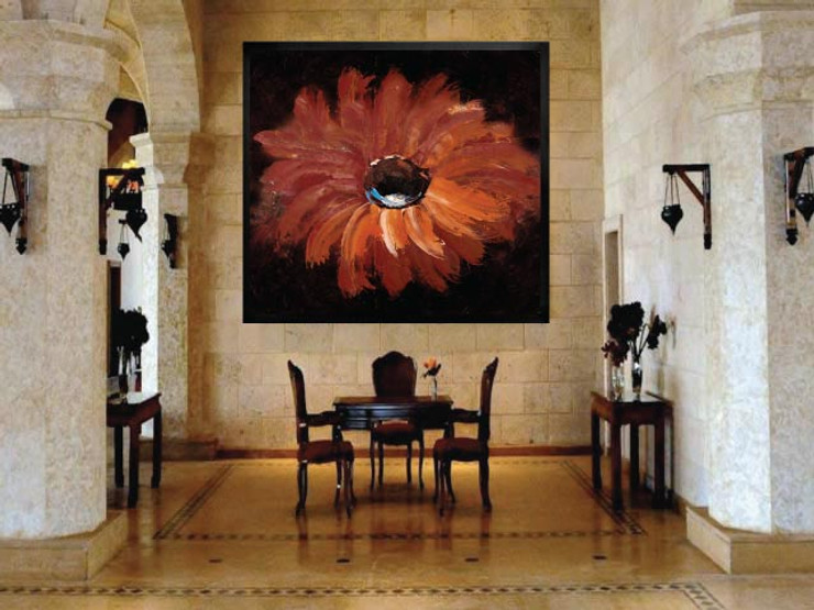 Flowerbeauty - 32in X 32in,25ABT88_3232,Black, Dark Shades,80X80,Abstract Art Canvas Painting