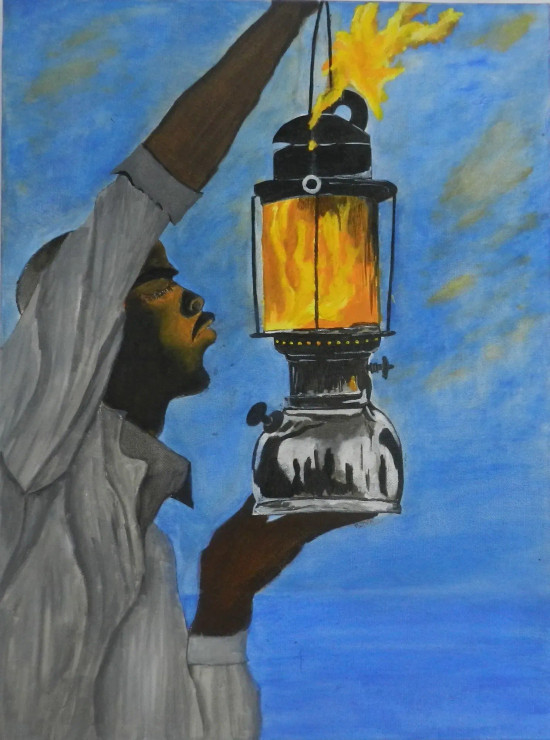 The Lantern (ART-1660-100479) - Handpainted Art Painting - 18 in X 24in