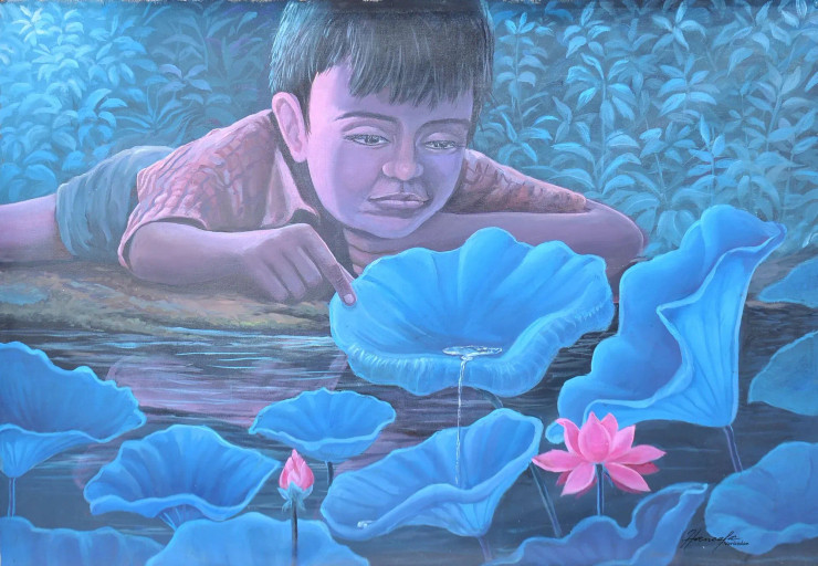 Enjoyment Of Solitude (ART-7964-100508) - Handpainted Art Painting - 34 in X 25in