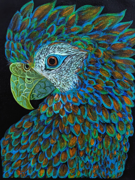 Parrot (ART-9020-100562) - Handpainted Art Painting - 12 in X 16in