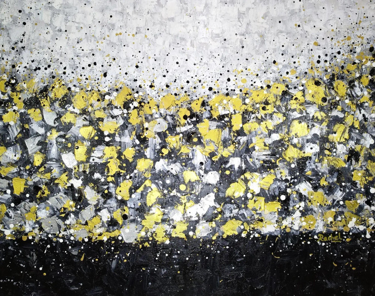 Golden Splash (ART-5042-100977) - Handpainted Art Painting - 24in X 18in