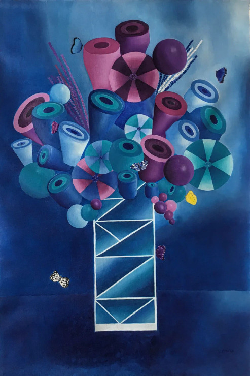 The Blue Vase (PRT-767-101000) - Canvas Art Print - 24in X 36in