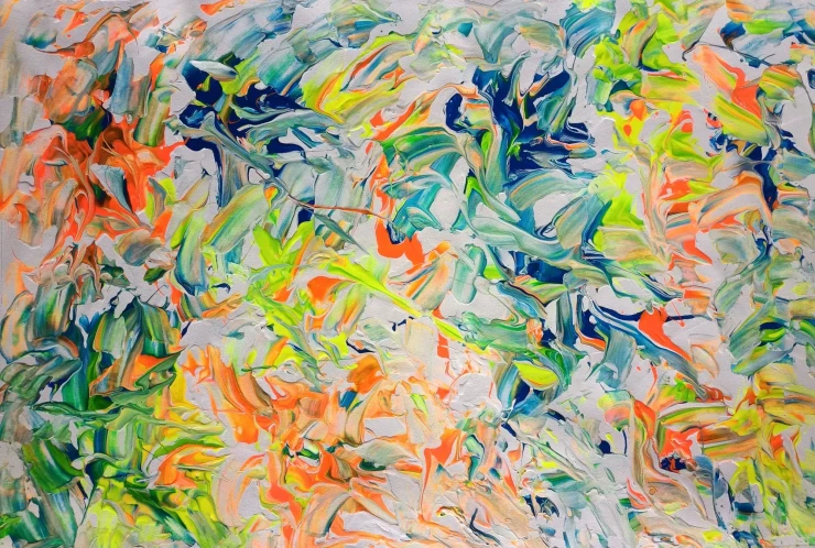 Expressing With Courage Abstract Artwork (ART-7988-101072) - Handpainted Art Painting - 36in X 24in