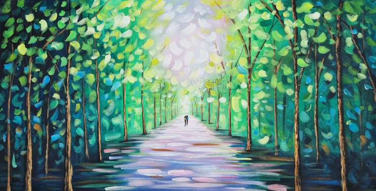 Nature Forest Scenery Painting (ART-3319-101132) - Handpainted Art Painting - 48 in X 24in