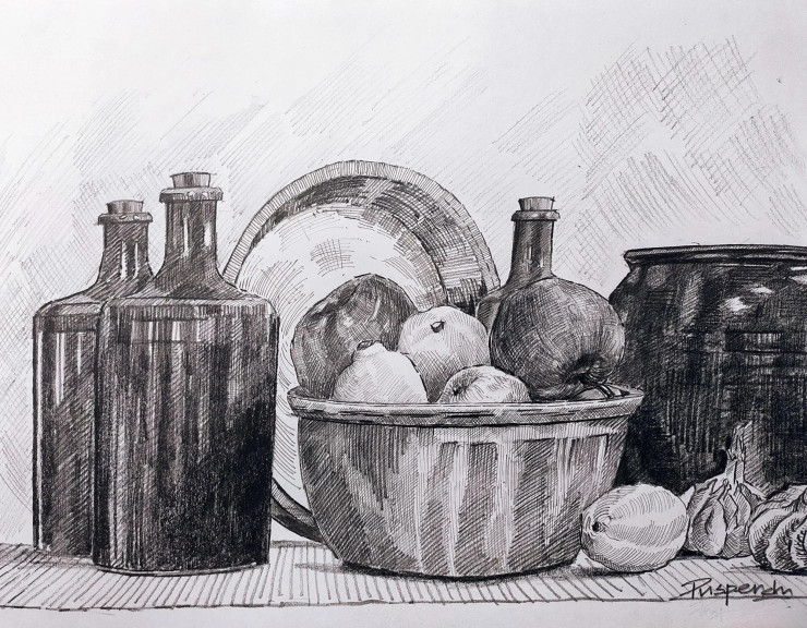 Still Life - Fruits And Vegetables (PRT-776-101234) - Canvas Art Print - 18in X 14in
