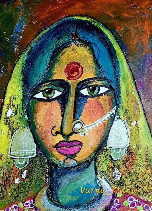 INDIAN LADY PORTRAIT (PRT-8079-101253) - Canvas Art Print - 22in X 30in