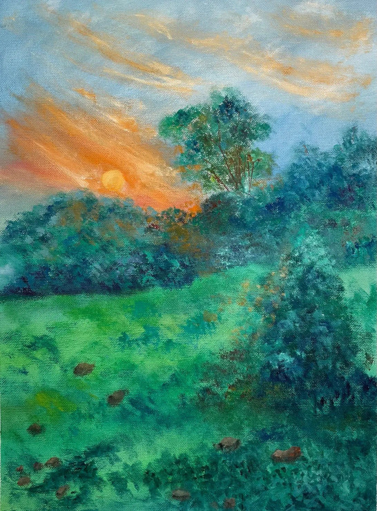 Morning After The Rains (ART-8841-101315) - Handpainted Art Painting - 11 in X 15in