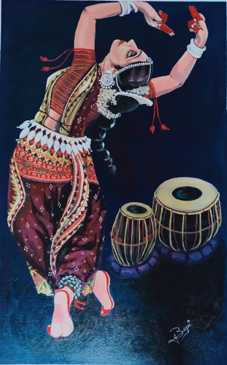Devdasi (ART-7272-101346) - Handpainted Art Painting - 20 in X 30in