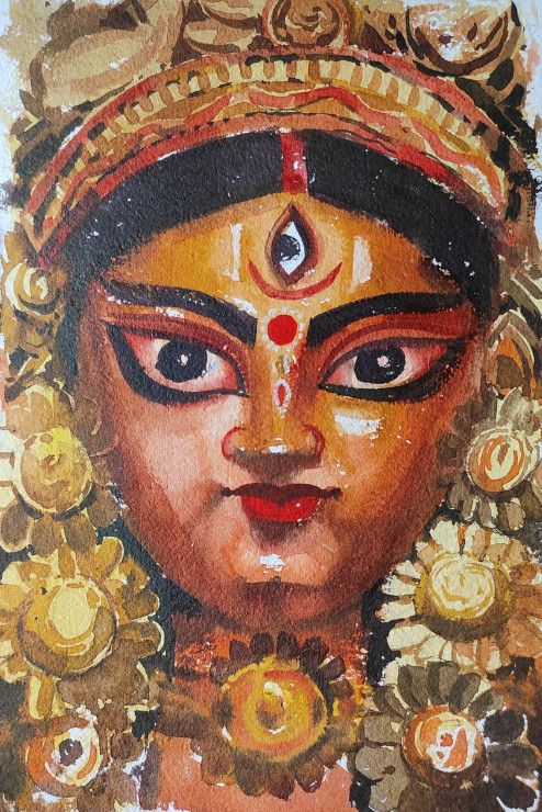 Ma Durga (PRT-7901-101472) - Canvas Art Print - 8in X 12in